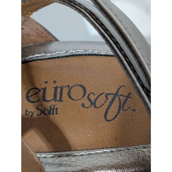 Euro Soft by Soft Women's Silver Metallic Open Toe Wedge Heels Sandals Size 7M - Picture 8 of 9